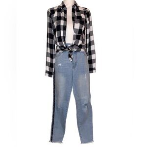 AMP Skinny Jeans Light Wash Blue Denim & Snakeskin Stripe in Size 10